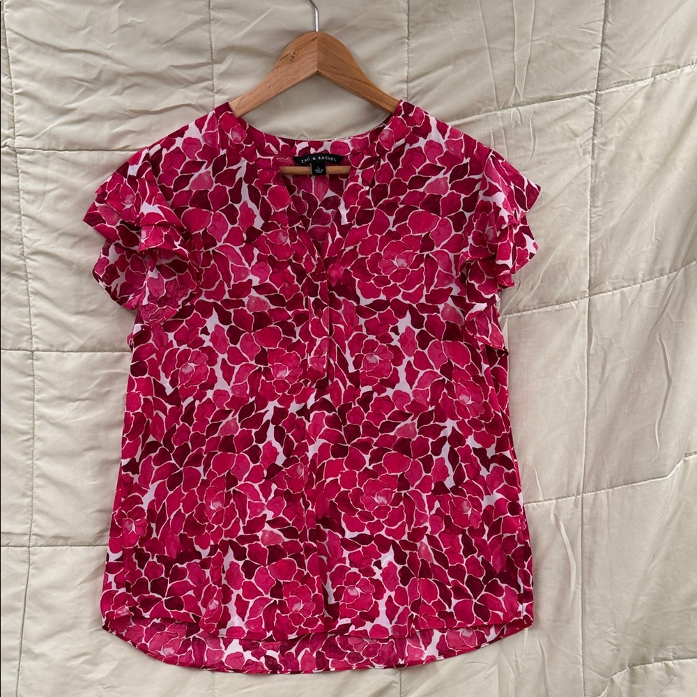 Zac & Rachel Red Floral Ruffle Blouse